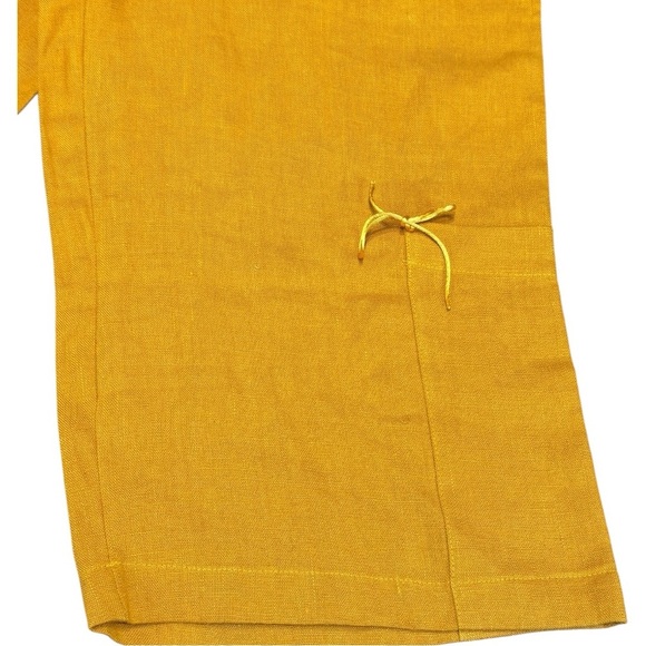Nina Collection Paris 100% Linen Mustard Cropped Wide-Leg Pant EU 3 US 10/12 - Picture 5 of 6